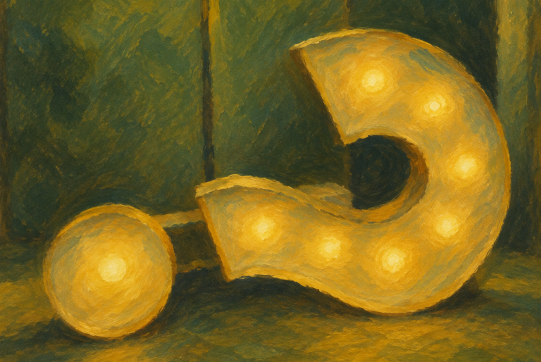 Reflection and finding clarity Illuminated question marks representing reflection, curiosity, and finding clarity